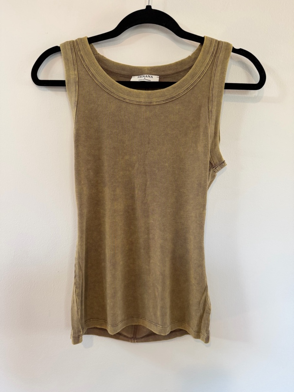 NWT Zenana Outfitters Ribbed Tank Top Acid Washed Tan Multiple Available